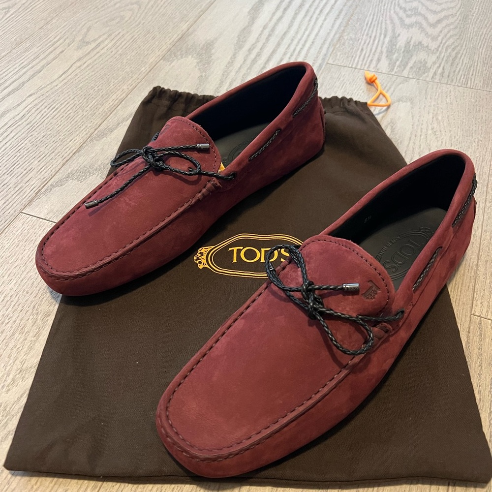 Tod's Men's Dark Red Suede Loafers
